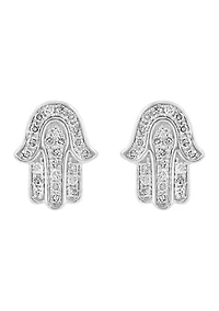 Sterling Silver Diamond Earrings 