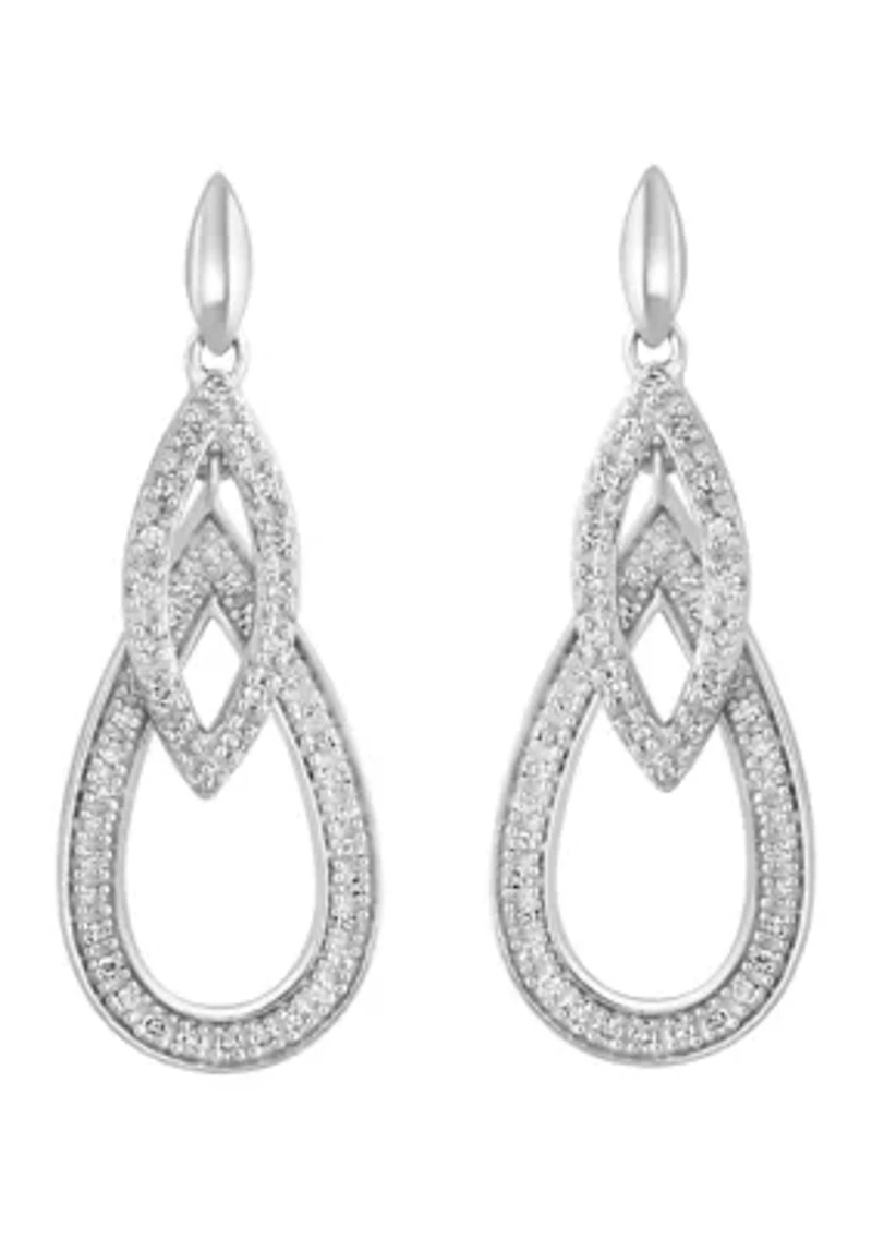 Diamond Drop Earrings in Sterling Silver