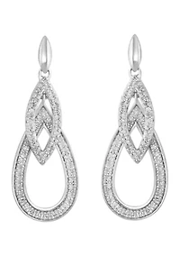 Diamond Drop Earrings in Sterling Silver
