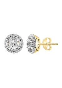  14K Gold Plated Over Sterling Silver Diamond Earrings