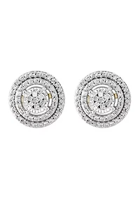  14K Gold Plated Over Sterling Silver Diamond Earrings