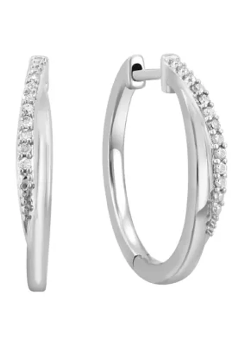 Sterling Silver Diamond Hoops