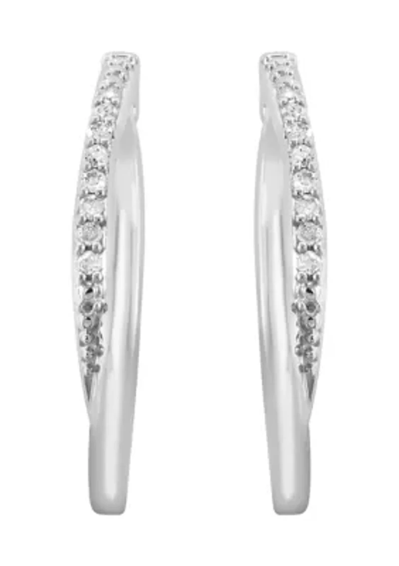 Sterling Silver Diamond Hoops