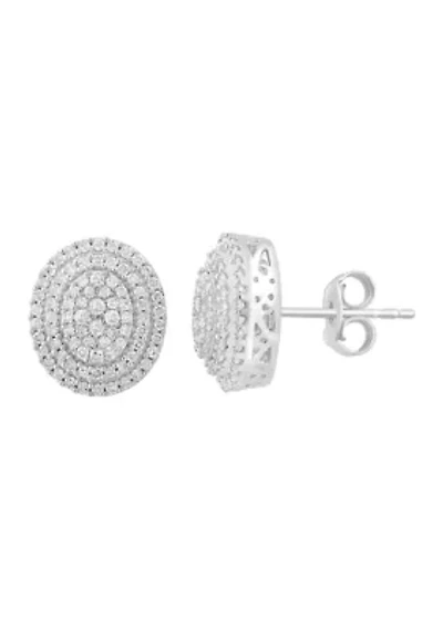Sterling Silver Diamond Earrings