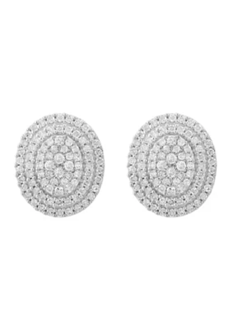 Sterling Silver Diamond Earrings