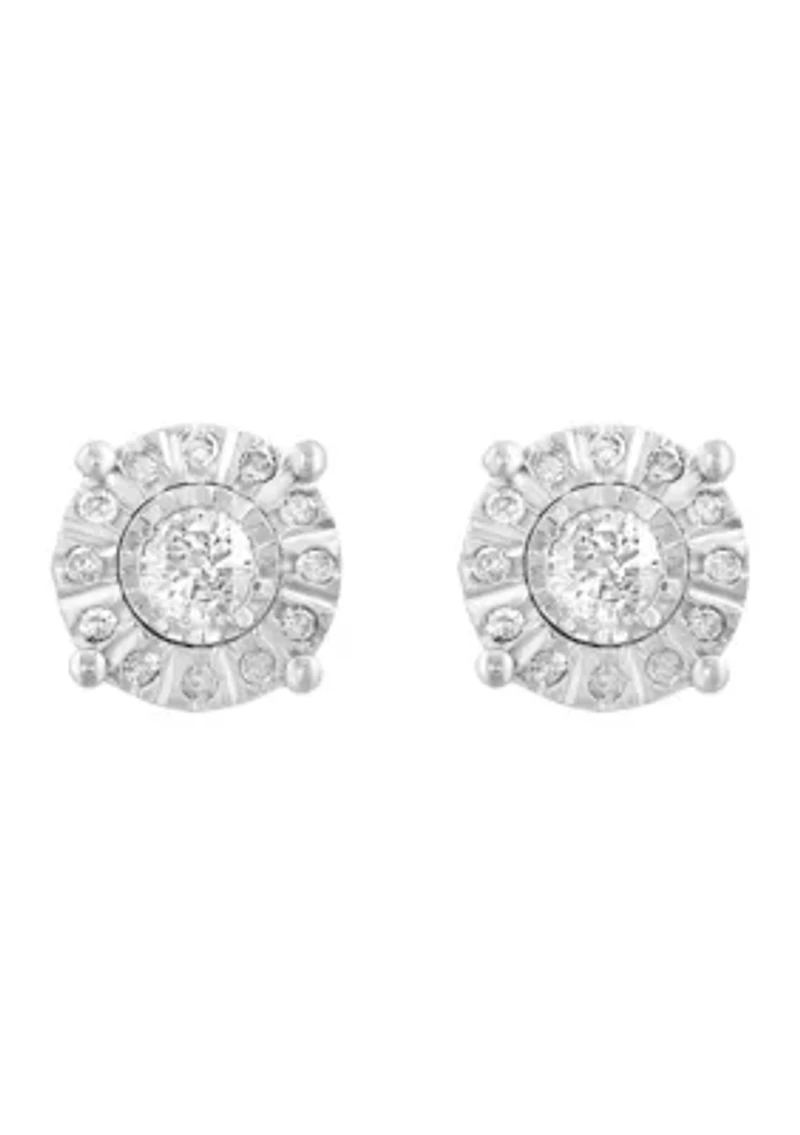Sterling Silver Diamond Earrings