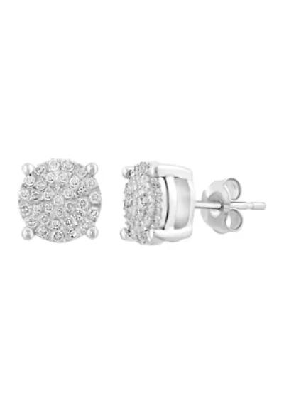 Sterling Silver Diamond Earrings
