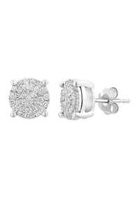 Sterling Silver Diamond Earrings