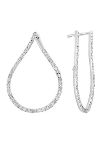 Sterling Silver Diamond Hoops