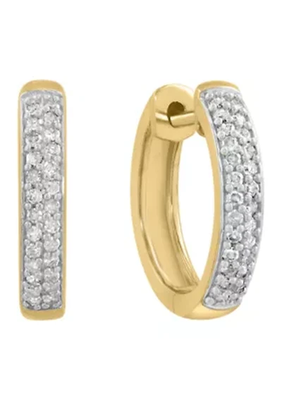 Gold Over Silver Diamond Hoops