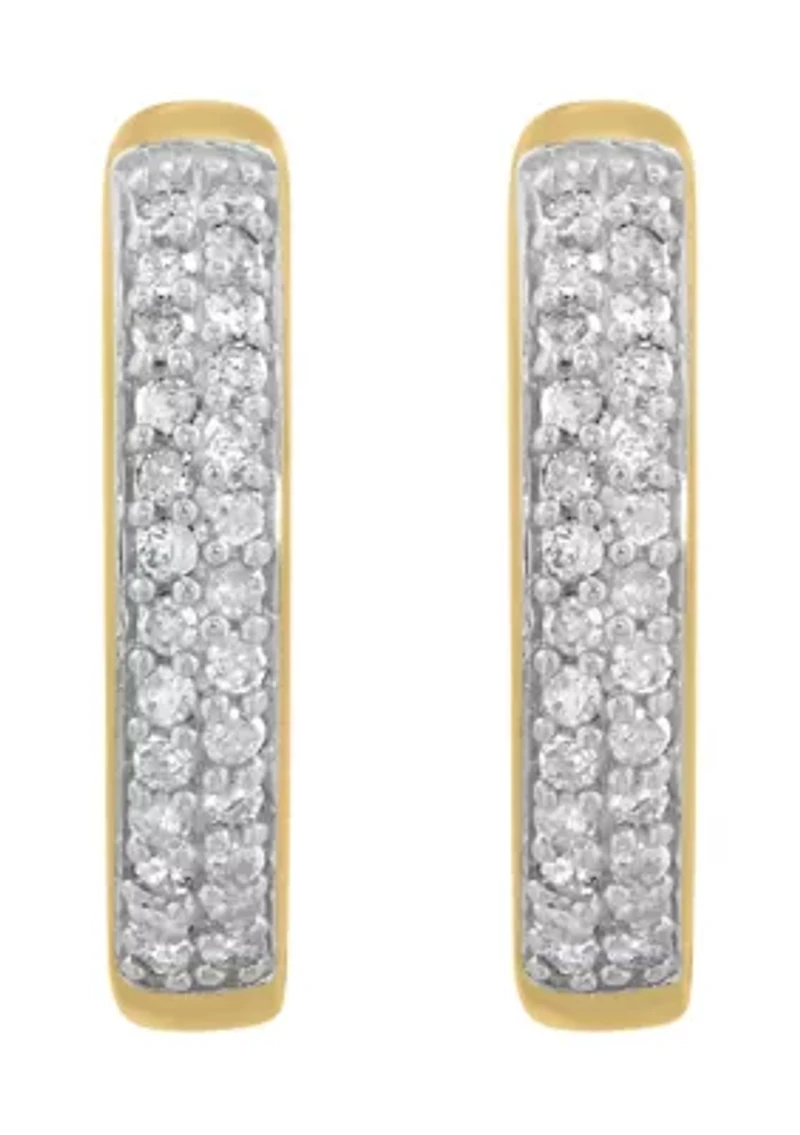 Gold Over Silver Diamond Hoops