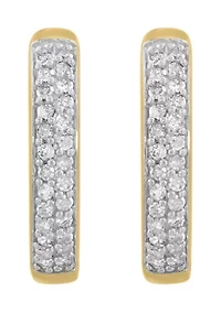 Gold Over Silver Diamond Hoops