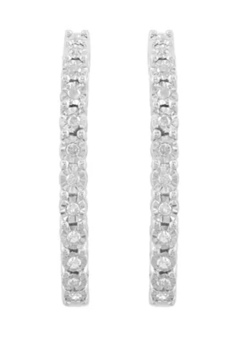Sterling Silver Diamond Hoops