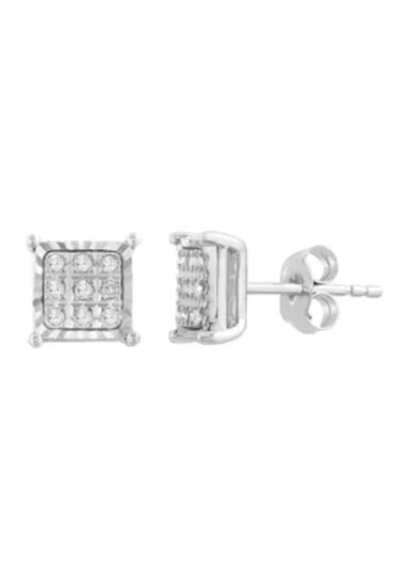 Sterling Silver Diamond Earrings