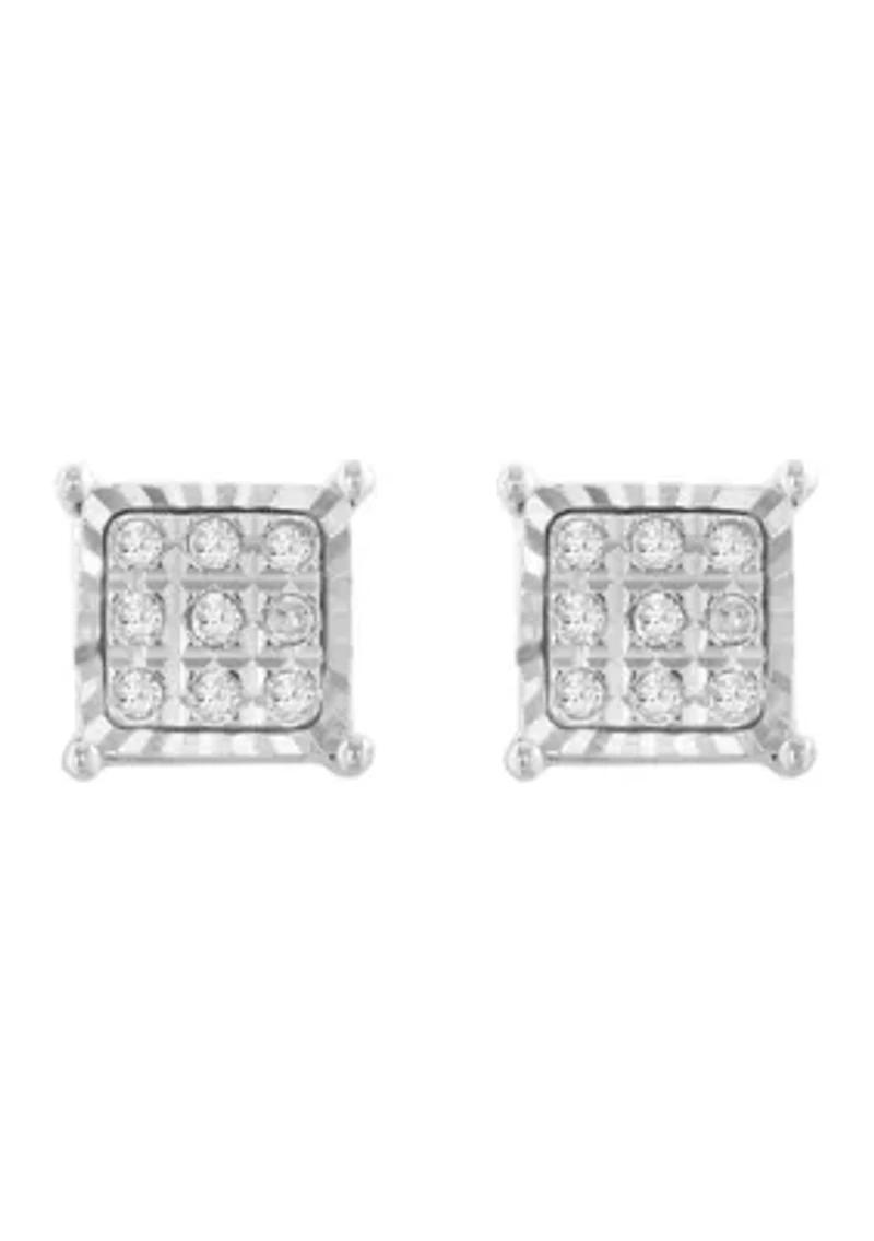 Sterling Silver Diamond Earrings 
