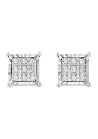 Sterling Silver Diamond Earrings 