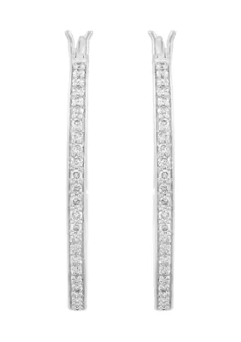 Sterling Silver Diamond Hoops