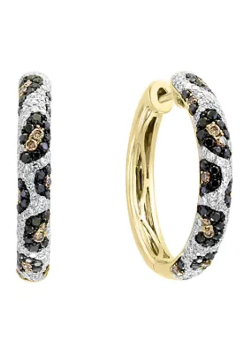 1.23 ct. t.w. Multi Diamond Hoop Earrings in 14K Yellow Gold 