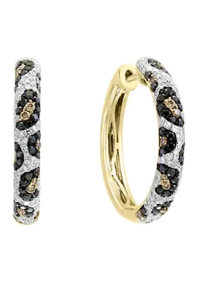 1.23 ct. t.w. Multi Diamond Hoop Earrings in 14K Yellow Gold
