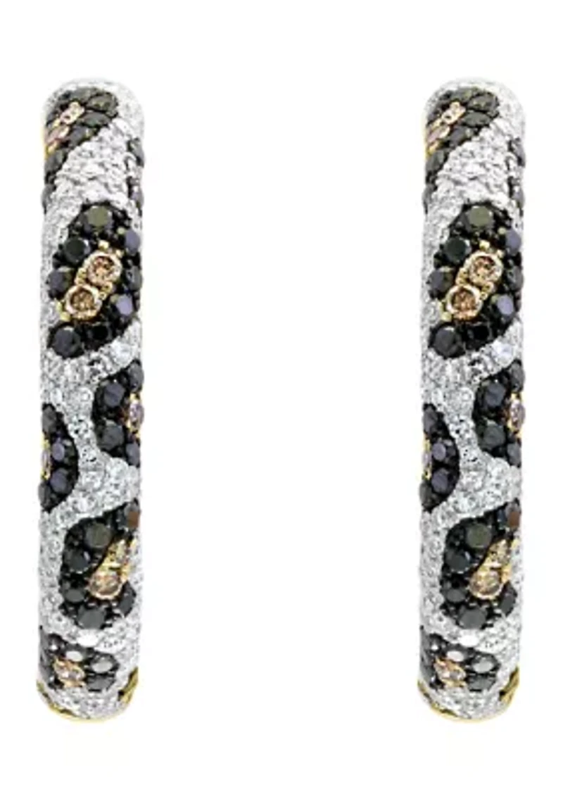 1.23 ct. t.w. Multi Diamond Hoop Earrings in 14K Yellow Gold 
