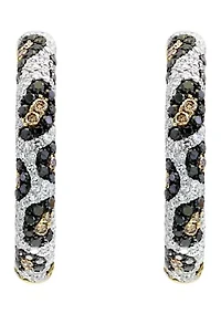 1.23 ct. t.w. Multi Diamond Hoop Earrings in 14K Yellow Gold 