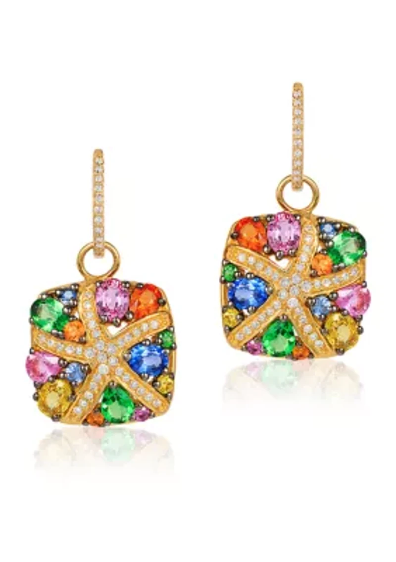 1.5 ct. t.w. Watercolor Sapphire Hoop Earrings in 14K Honey Gold™