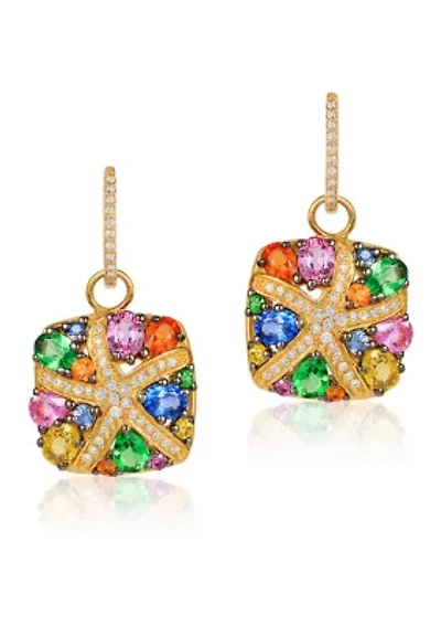 1.5 ct. t.w. Watercolor Sapphire Hoop Earrings in 14K Honey Gold™