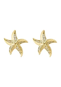 1/6 ct. t.w. Diamond Starfish Earrings in 14K Yellow Gold