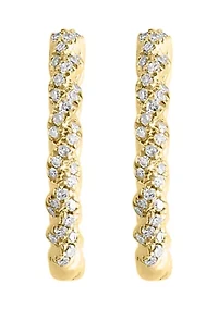 1/5 ct. t.w. Diamond Rope Hoop Earrings in 14K Yellow Gold
