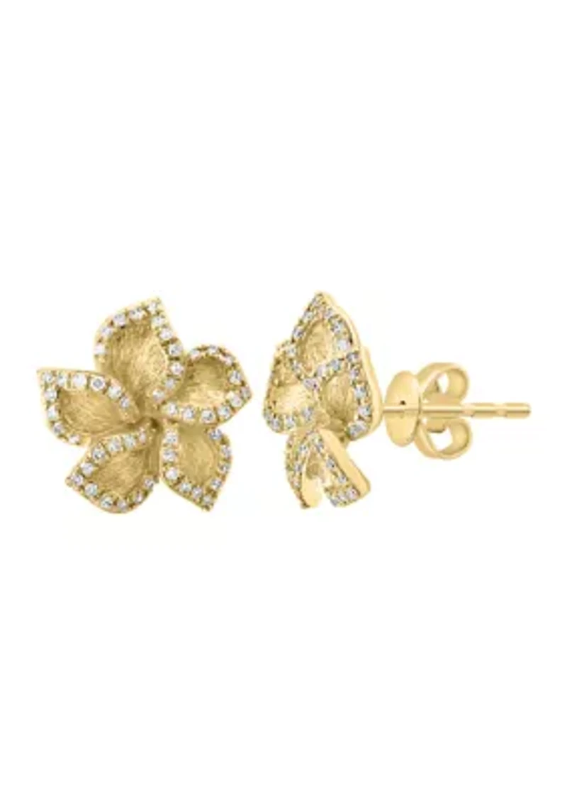 1/3 ct. t.w. Diamond Flower Earrings in 14K Yellow Gold