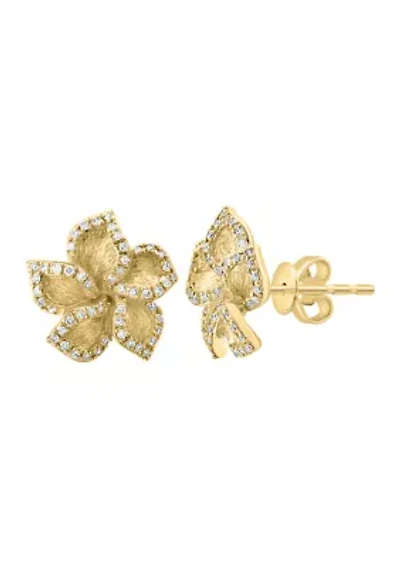 1/3 ct. t.w. Diamond Flower Earrings in 14K Yellow Gold