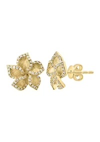 1/3 ct. t.w. Diamond Flower Earrings in 14K Yellow Gold