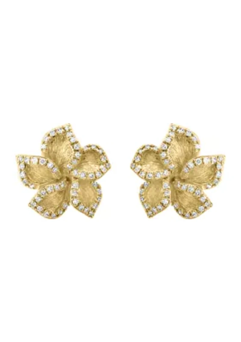 1/3 ct. t.w. Diamond Flower Earrings in 14K Yellow Gold