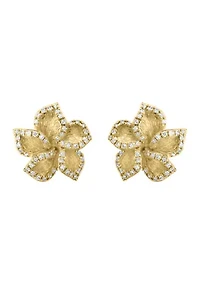 1/3 ct. t.w. Diamond Flower Earrings in 14K Yellow Gold