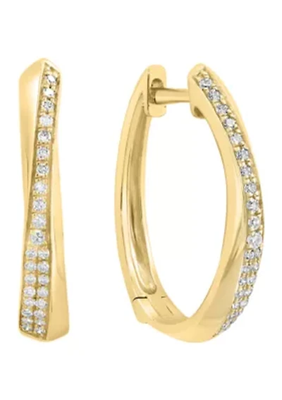 Diamond Hoop Earrings in 14K Yellow Gold