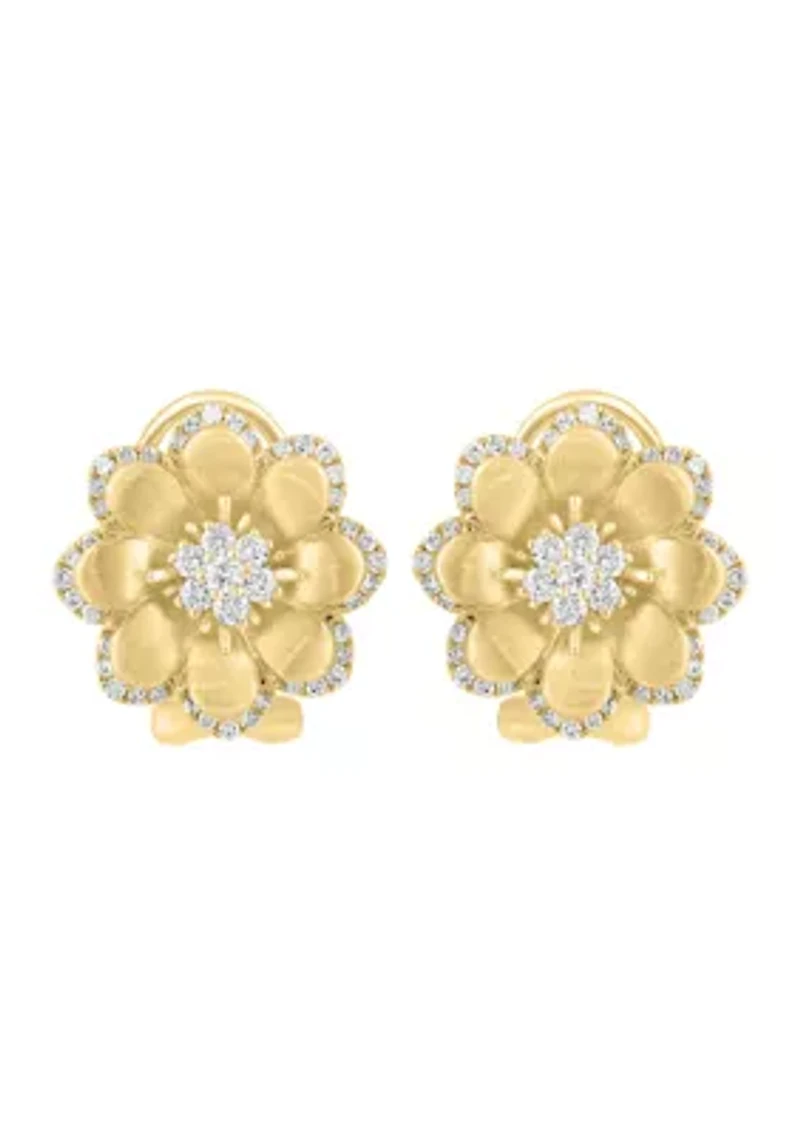 14K Yellow Gold Diamond Earrings