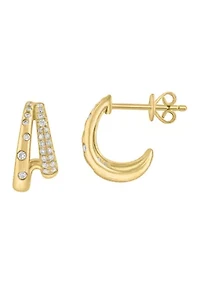 14K Gold-Plated Over Sterling Silver Diamond Earrings