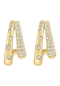 14K Gold-Plated Over Sterling Silver Diamond Earrings
