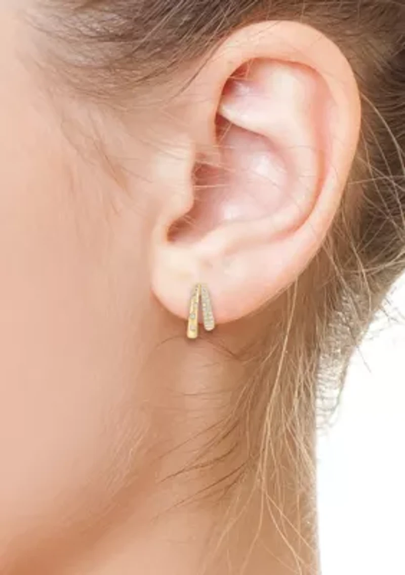 14K Gold-Plated Over Sterling Silver Diamond Earrings