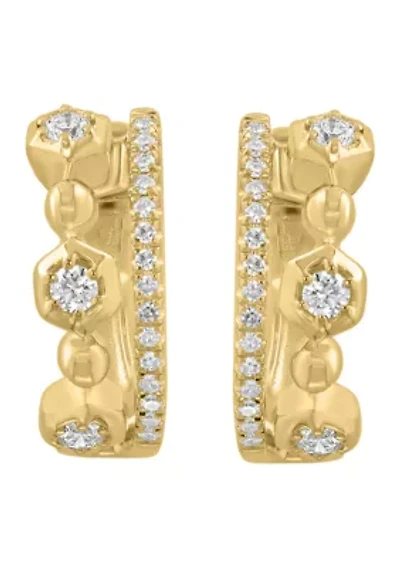 Gold Over Silver Sterling Silver/14K Yellow Plated Diamond Earrings