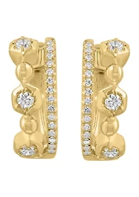 Gold Over Silver Sterling Silver/14K Yellow Plated Diamond Earrings
