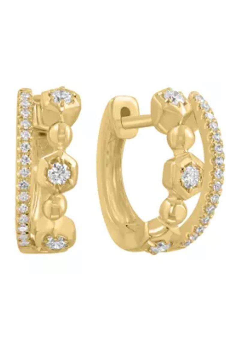Gold Over Silver Sterling Silver/14K Yellow Plated Diamond Earrings