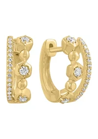 Gold Over Silver Sterling Silver/14K Yellow Plated Diamond Earrings