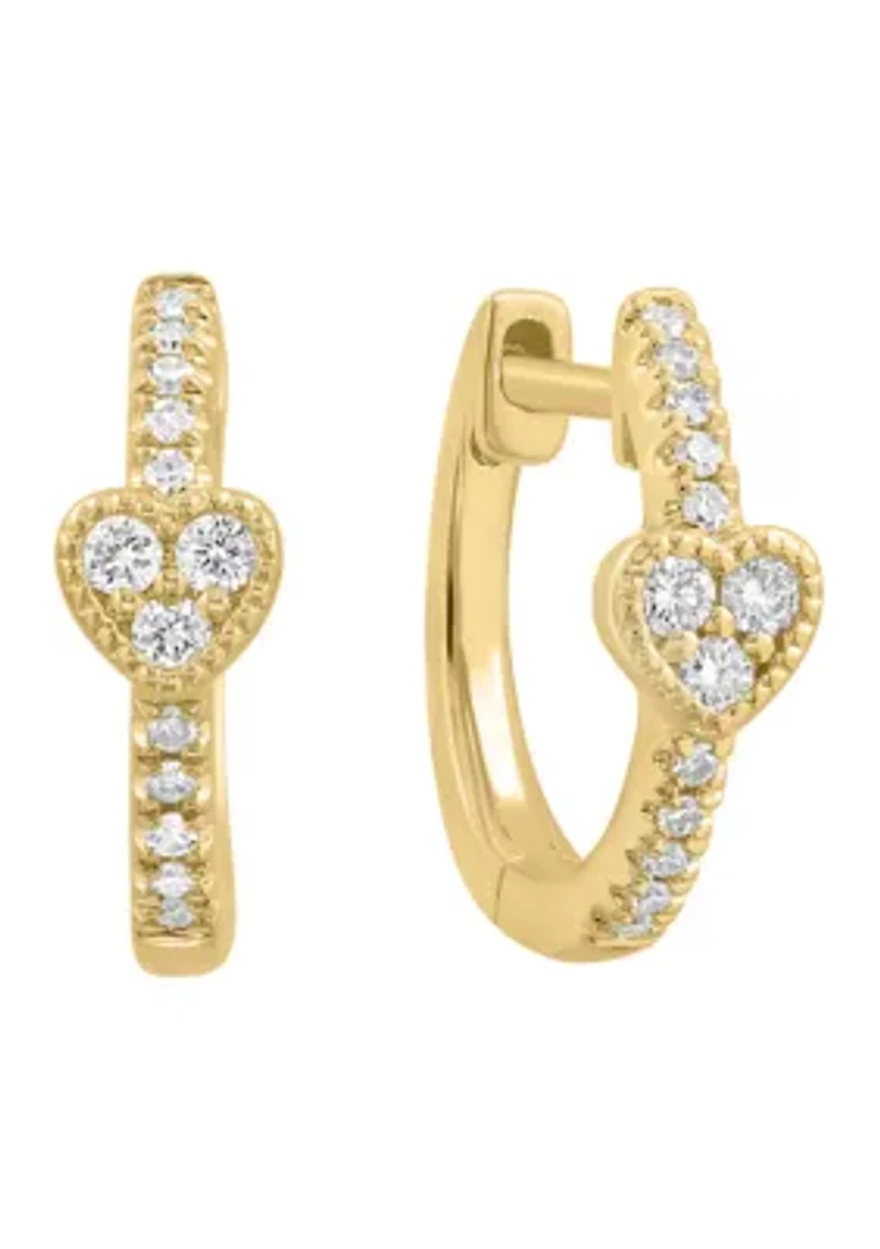 Diamond Earrings in 14K Gold Plated Sterling Silver