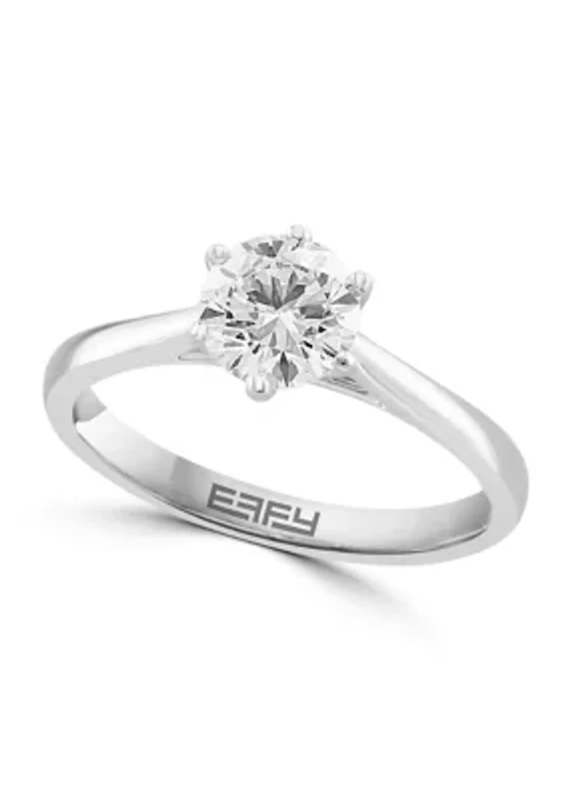 Lab Created 14K White Gold Lab Grown Diamond Ring (With 1 ct. t.w. Center Size) 