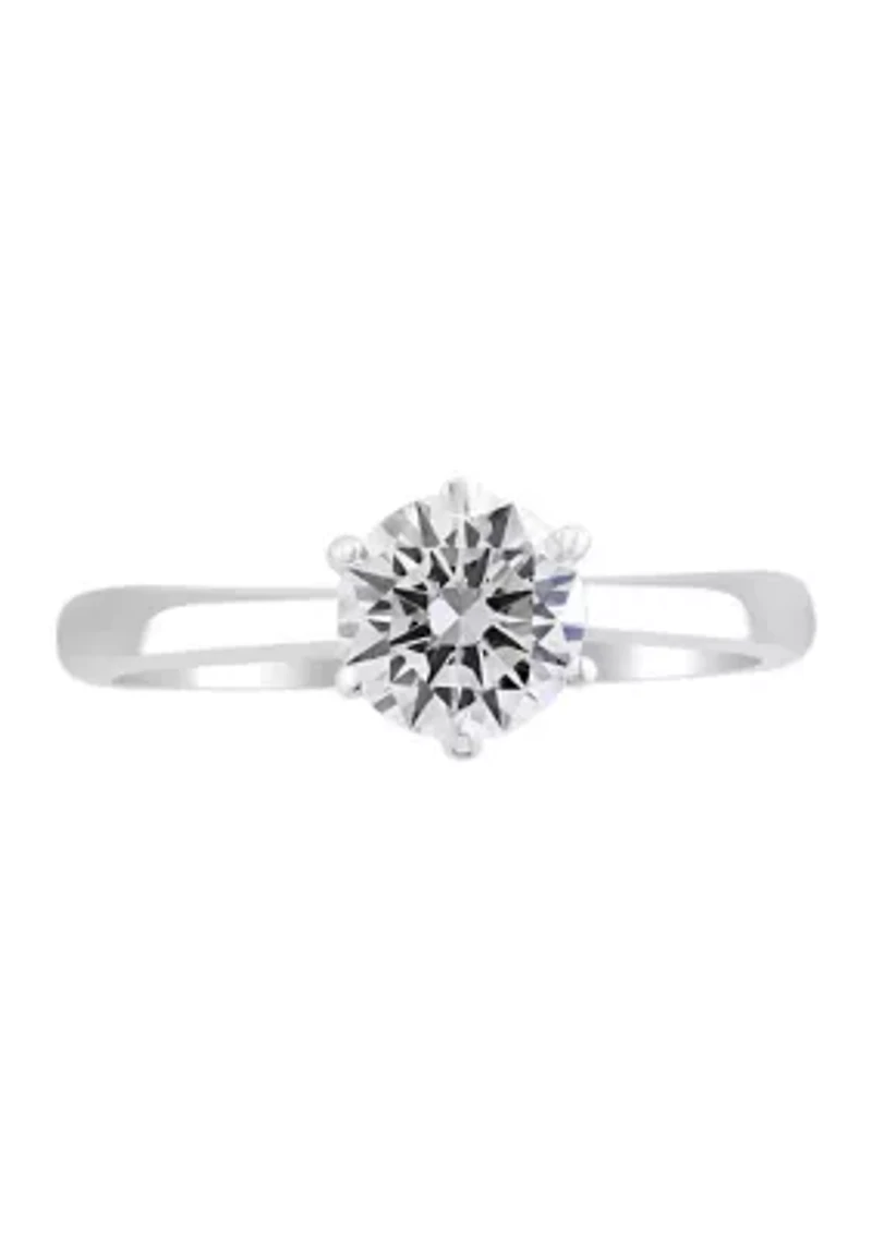 Lab Created 14K White Gold Lab Grown Diamond Ring (With 1 ct. t.w. Center Size) 