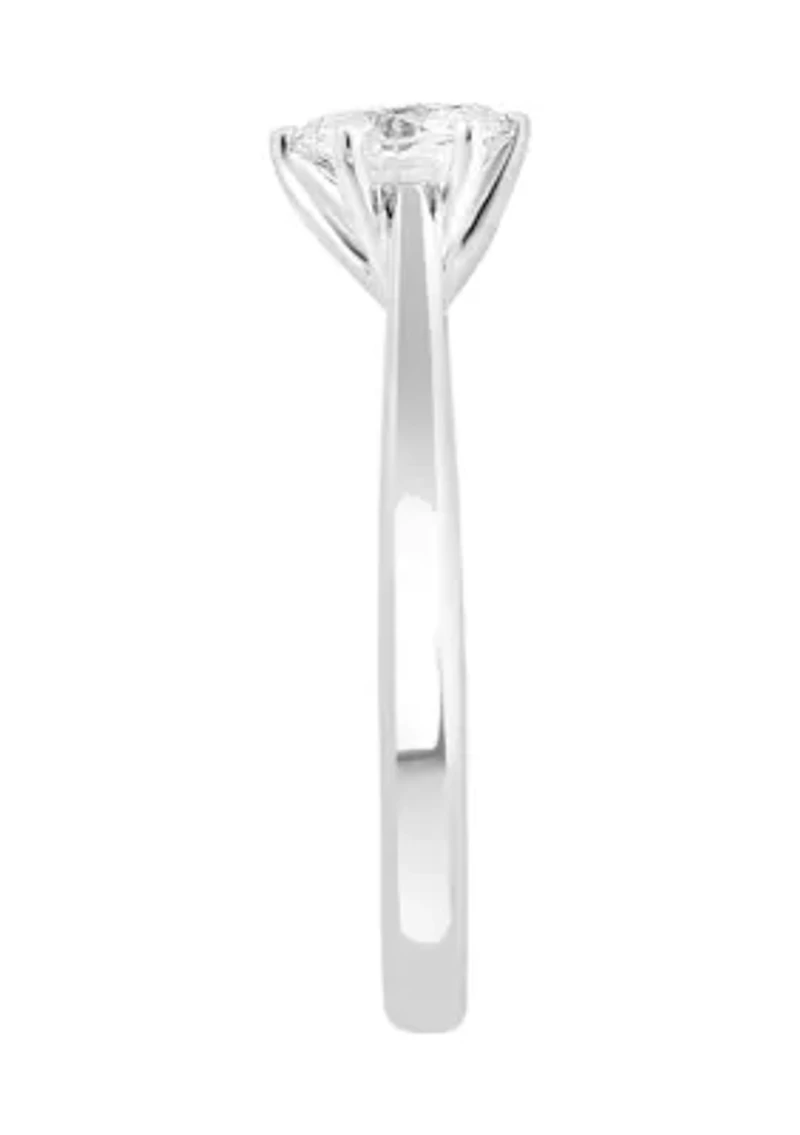 Lab Created 14K White Gold Lab Grown Diamond Ring (With 1 ct. t.w. Center Size) 