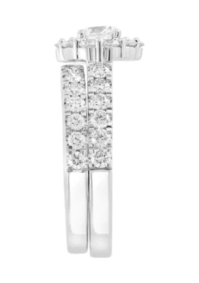 Lab Created Diamond Bridal Set Ring in 14K White Gold