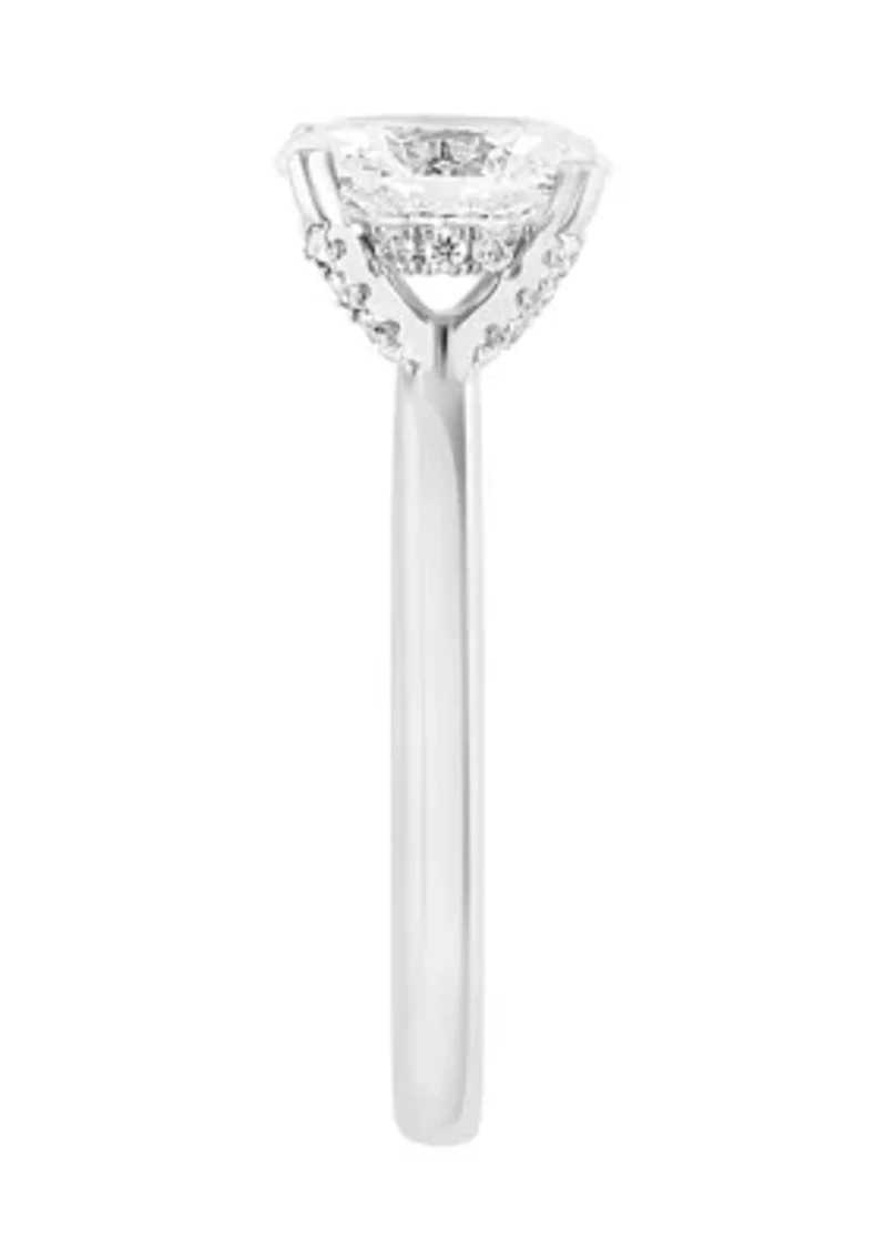 1.58 ct. t.w. Lab Created Diamond Oval Solitaire Ring in 14K White Gold with 1.5 ct. t.w. Center