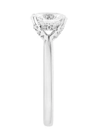 1.58 ct. t.w. Lab Created Diamond Oval Solitaire Ring in 14K White Gold with 1.5 ct. t.w. Center